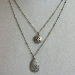 Satya 925 Sterling Silver Double Lotus Necklace